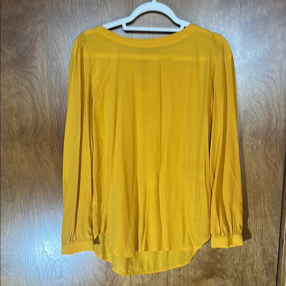 LOFT Gold Pleated Blouse with Full Sleeves